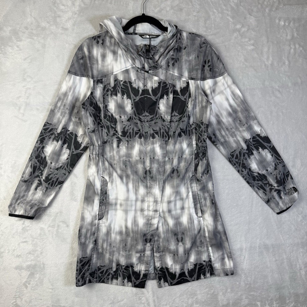 The North Face Flyweight Jacket‎ Women's Small White/Black Tie Dye Hooded Light